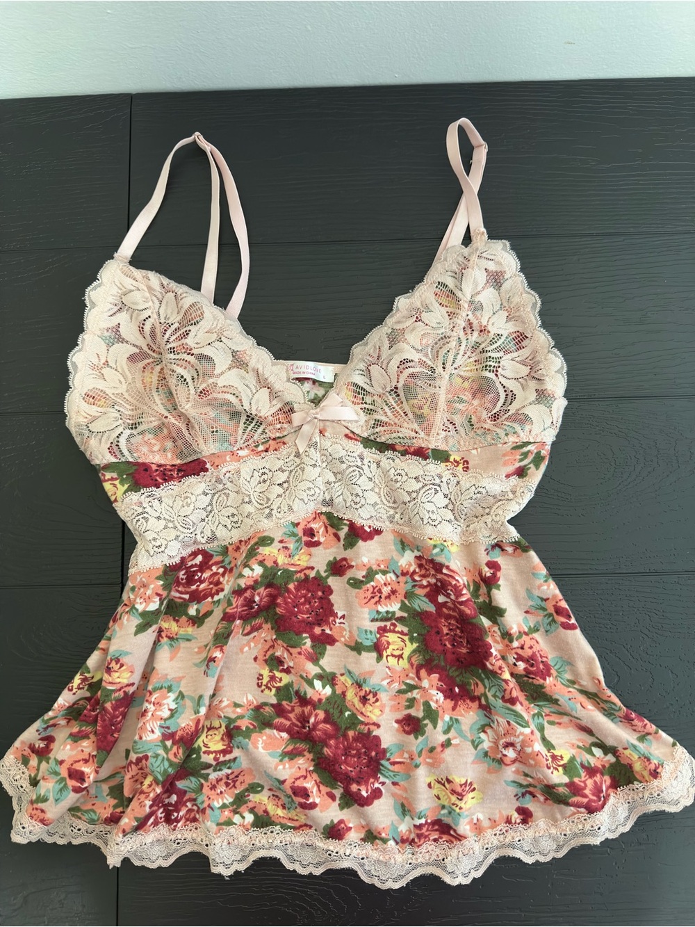Avidlove Women's Floral Lace Cami Large Pink Red Y2K Romantic Dainty Sheer Fairy